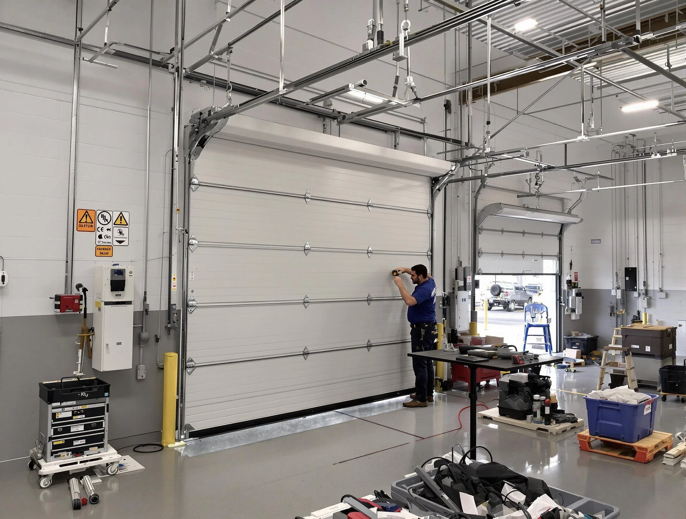 Commercial garage door repair being performed by West Orange Garage Door Repair expert in West Orange