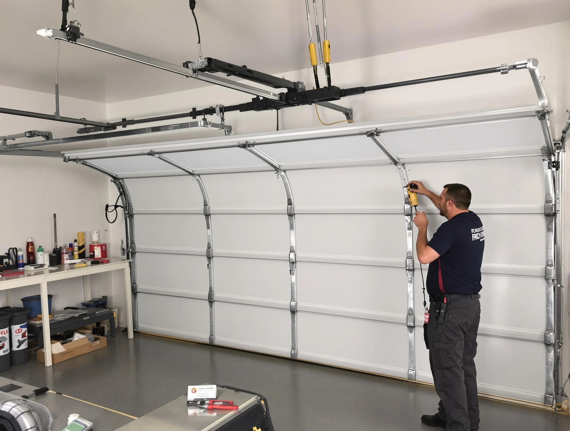 West Orange Garage Door Repair certified technician performing overhead door system repair in West Orange
