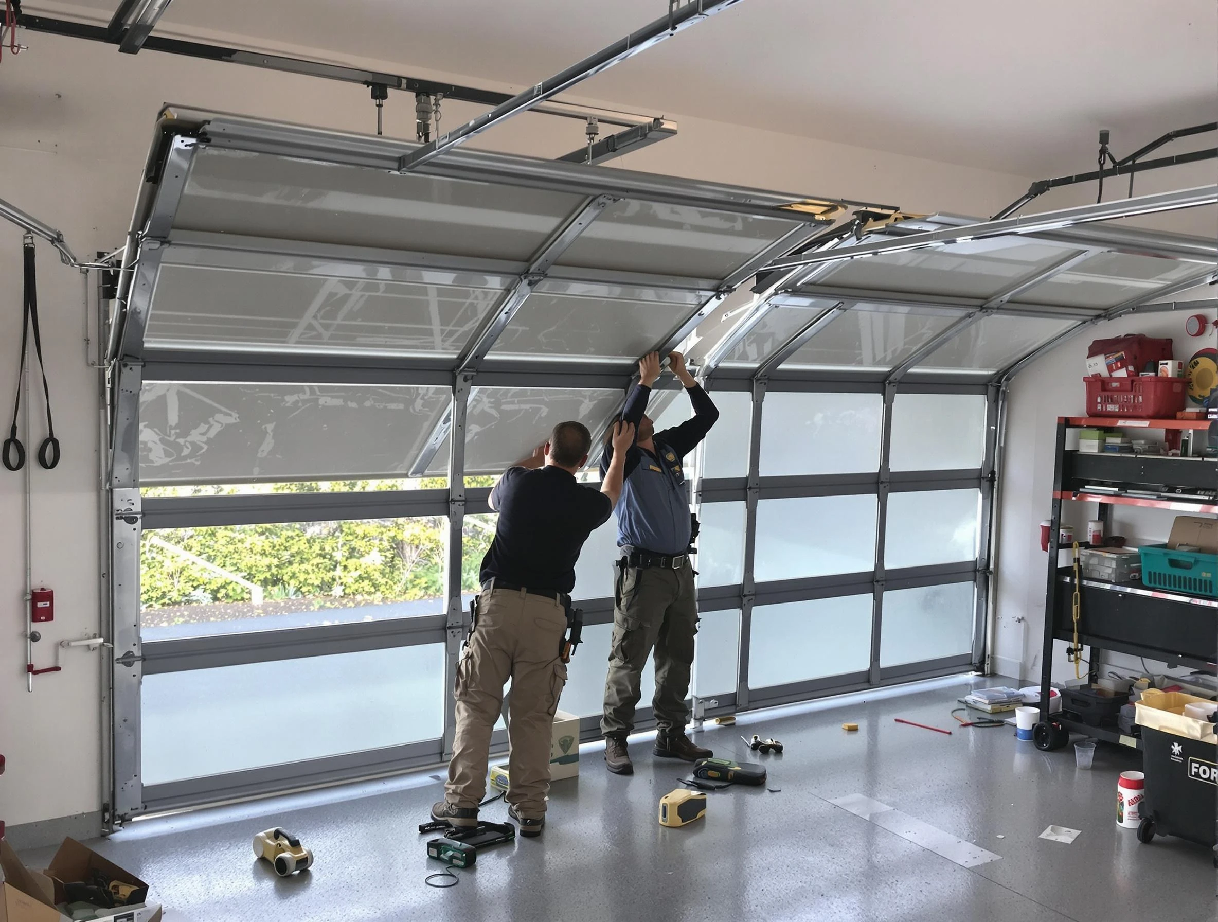West Orange Garage Door Repair expert performing precise panel replacement on West Orange garage door