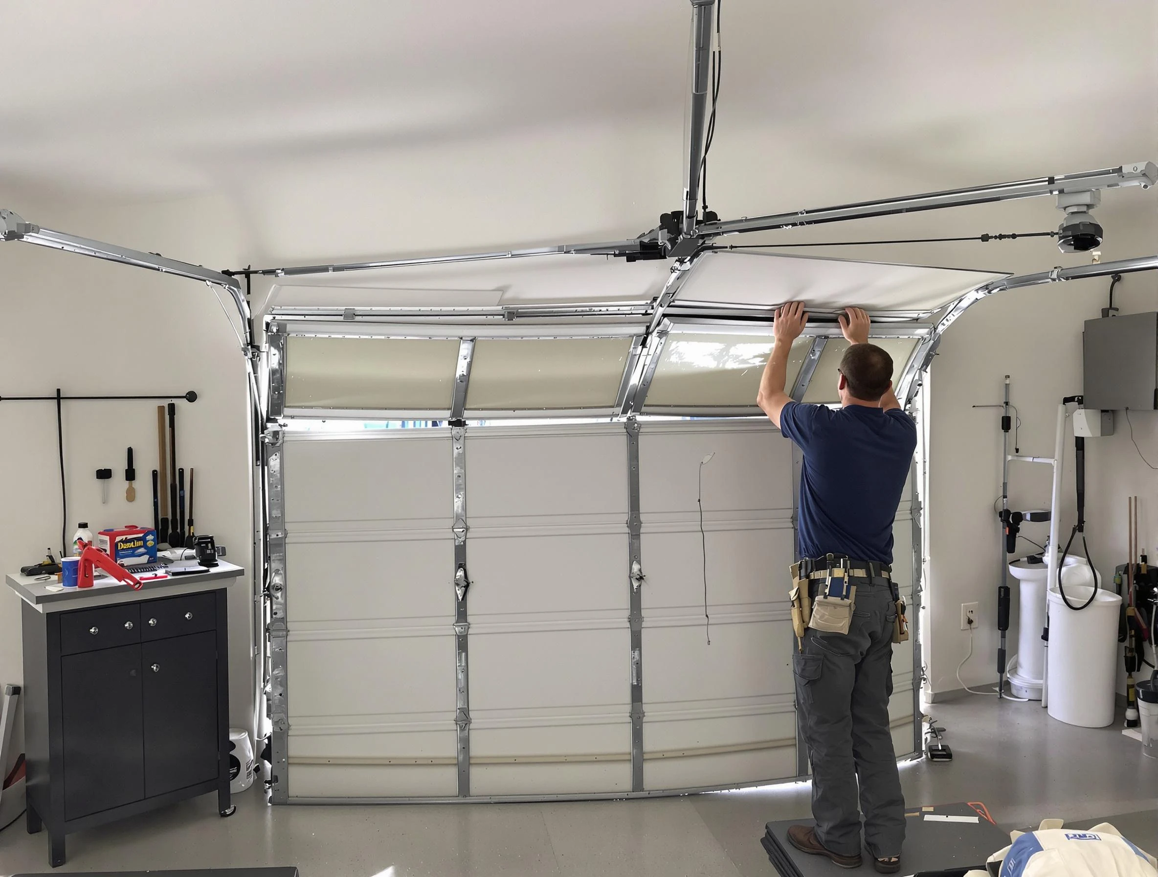 West Orange Garage Door Repair specialist performing precise section replacement on West Orange garage door